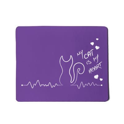 My Cat Is My heart Pulse Mousepad