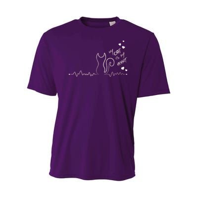 My Cat Is My heart Pulse Youth Performance Sprint T-Shirt