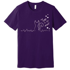 My Cat Is My heart Pulse Premium T-Shirt