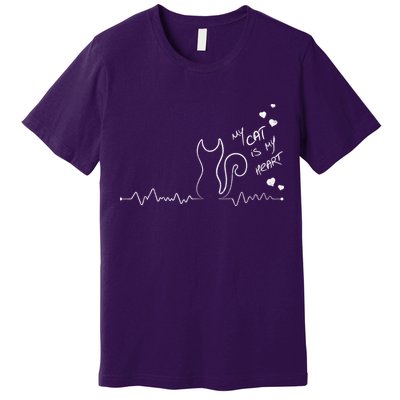 My Cat Is My heart Pulse Premium T-Shirt