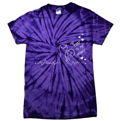 My Cat Is My heart Pulse Tie-Dye T-Shirt
