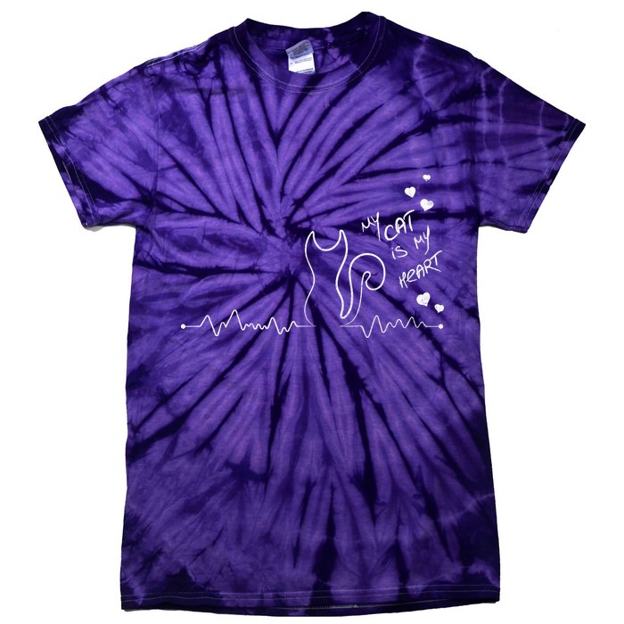 My Cat Is My heart Pulse Tie-Dye T-Shirt