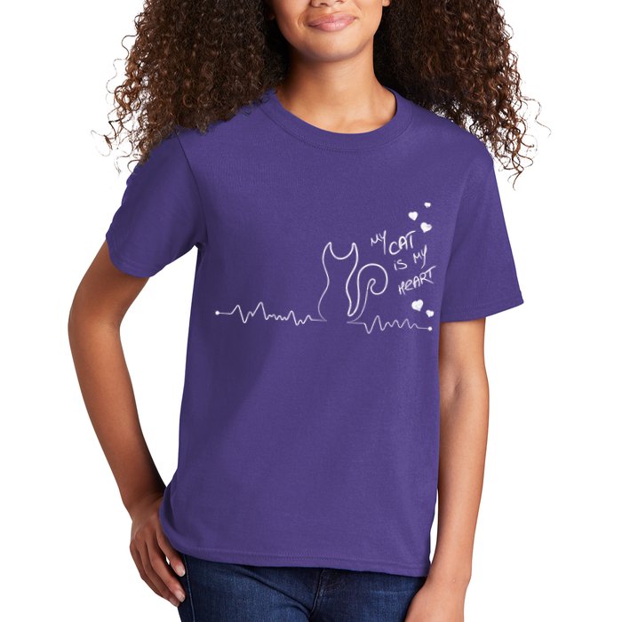 My Cat Is My heart Pulse Kids T-Shirt