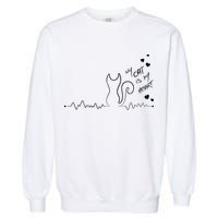 My Cat Is My heart Pulse Garment-Dyed Sweatshirt