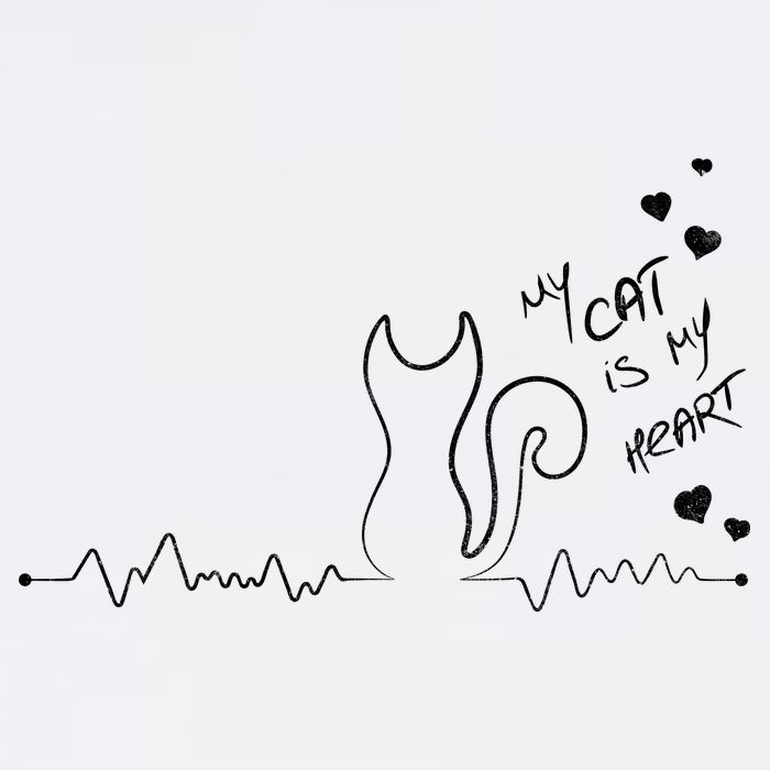 My Cat Is My heart Pulse Garment-Dyed Sweatshirt