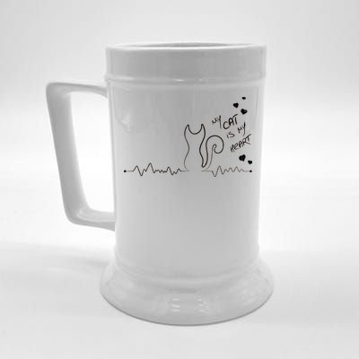 My Cat Is My heart Pulse Beer Stein