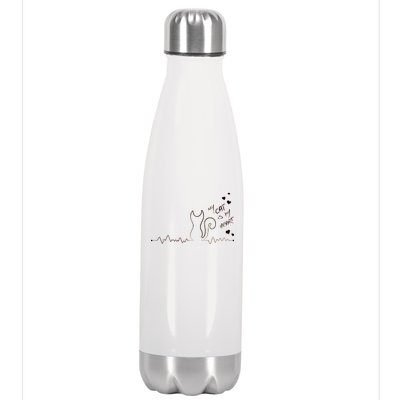 My Cat Is My heart Pulse Stainless Steel Insulated Water Bottle