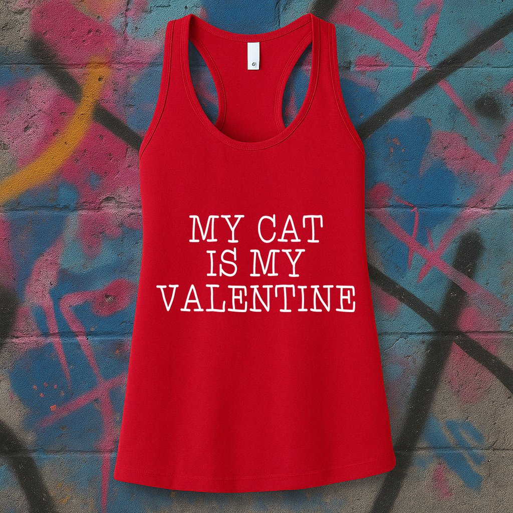 My Cat Is My Valentine Womens Tank Top