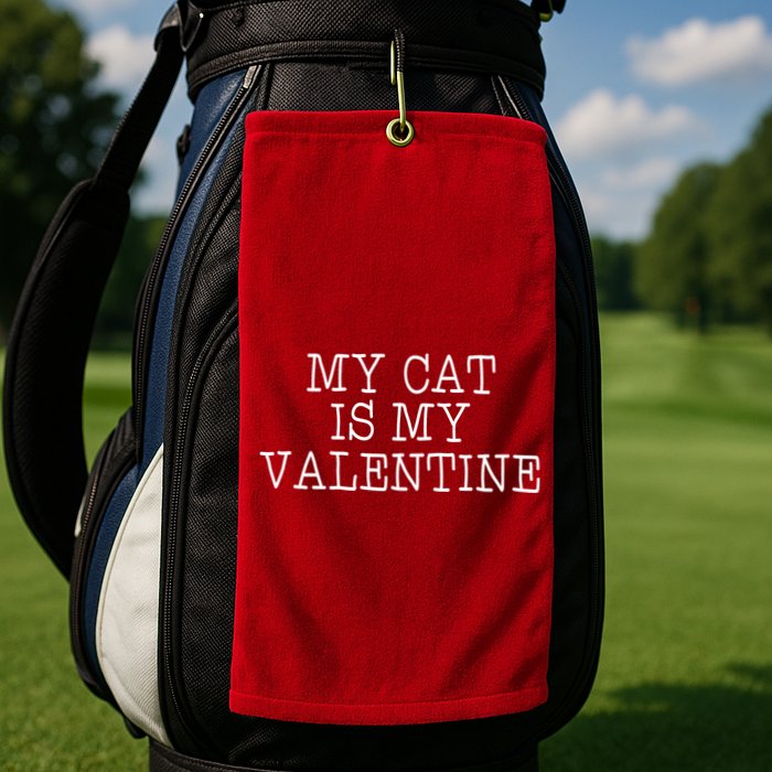 My Cat Is My Valentine Golf Towel