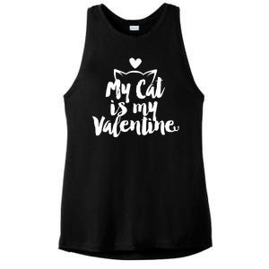 My Cat Is My Valentine Funny Cute Ladies PosiCharge Tri-Blend Wicking Tank