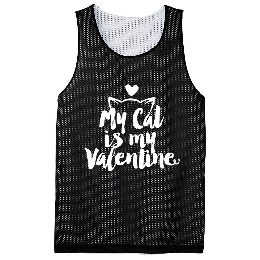 My Cat Is My Valentine Funny Cute Mesh Reversible Basketball Jersey Tank