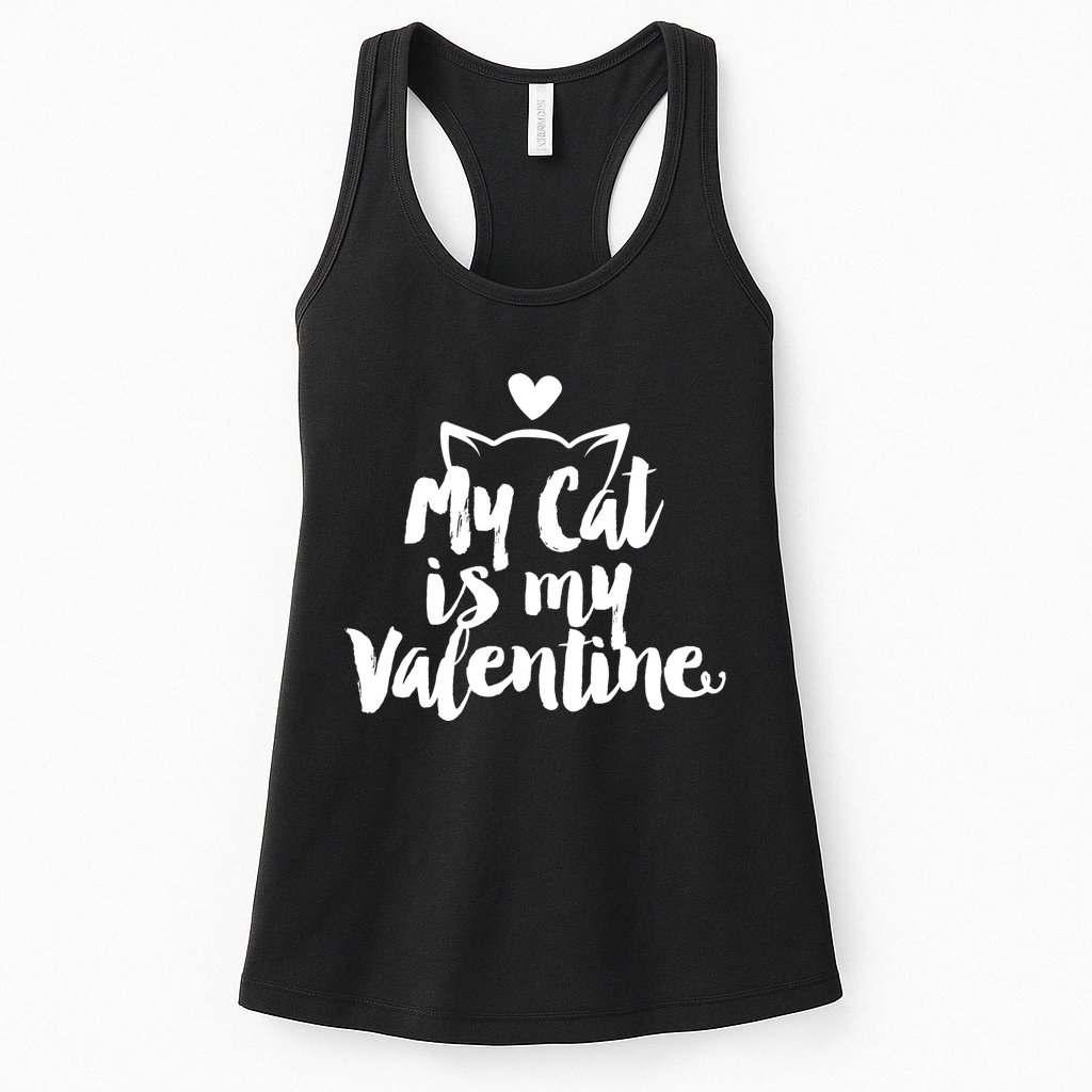 My Cat Is My Valentine Funny Cute Womens Tank Top