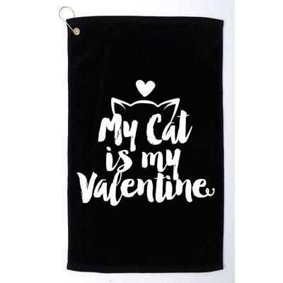 My Cat Is My Valentine Funny Cute Golf Towel