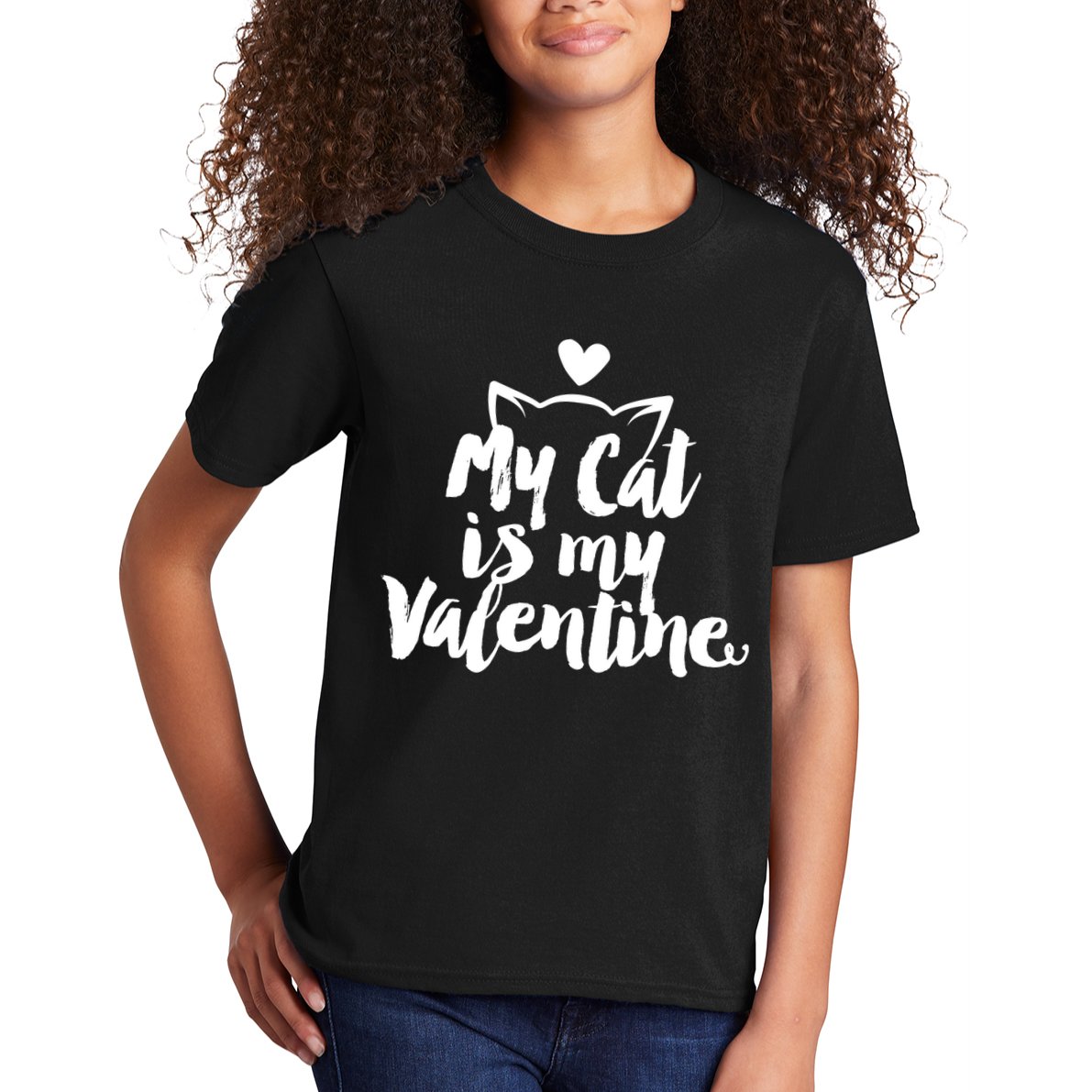 My Cat Is My Valentine Funny Cute Kids T-Shirt