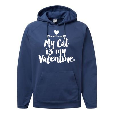 My Cat Is My Valentine Funny Cute Performance Fleece Hoodie