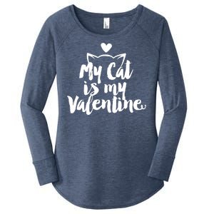 My Cat Is My Valentine Funny Cute Women's Perfect Tri Tunic Long Sleeve Shirt