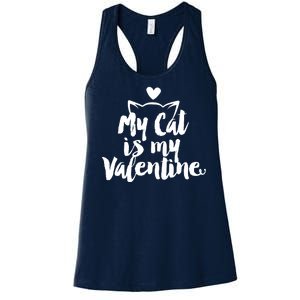 My Cat Is My Valentine Funny Cute Women's Racerback Tank