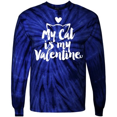 My Cat Is My Valentine Funny Cute Tie-Dye Long Sleeve Shirt