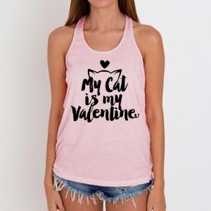 My Cat Is My Valentine Funny Cute Women's Knotted Racerback Tank