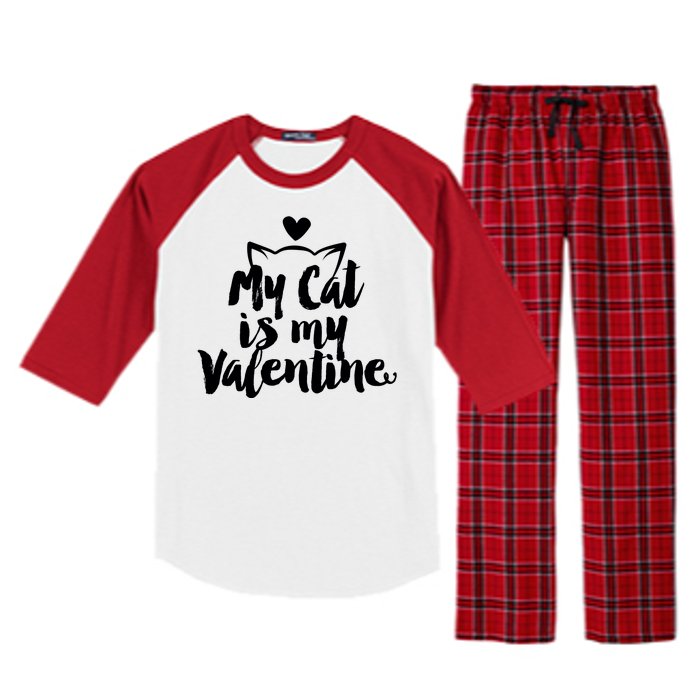 My Cat Is My Valentine Funny Cute Raglan Sleeve Pajama Set