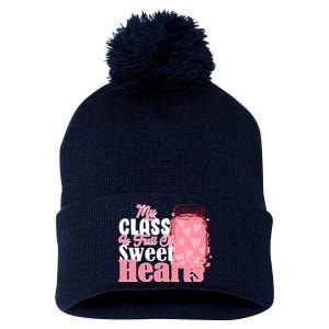 My Class Is Full Of Sweet Hearts Valentine's Day Pom Pom 12in Knit Beanie