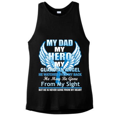 My Dad Hero Guardian Angel Never Gone From My Heart Ladies PosiCharge Tri-Blend Wicking Tank