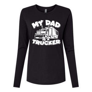 My Dad Is A Trucker Cute Womens Cotton Relaxed Long Sleeve T-Shirt