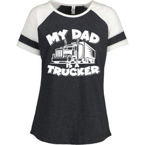 My Dad Is A Trucker Cute Enza Ladies Jersey Colorblock Tee