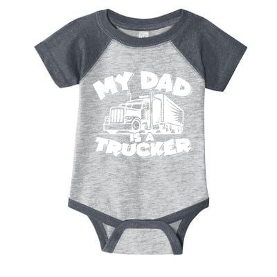 My Dad Is A Trucker Cute Infant Baby Jersey Bodysuit