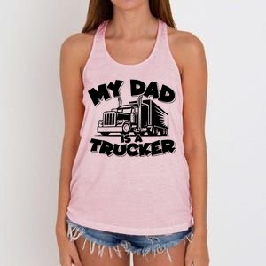 My Dad Is A Trucker Cute Women's Knotted Racerback Tank