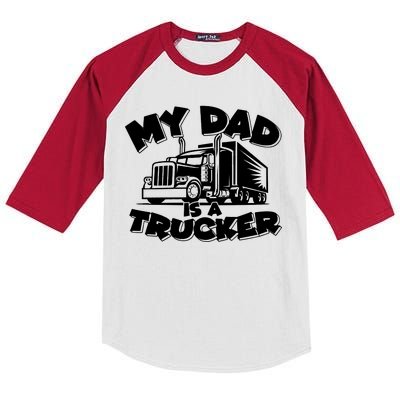 My Dad Is A Trucker Cute Kids Colorblock Raglan Jersey