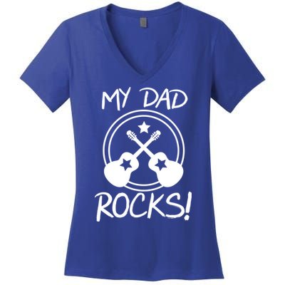 My Dad Rocks Women's V-Neck T-Shirt