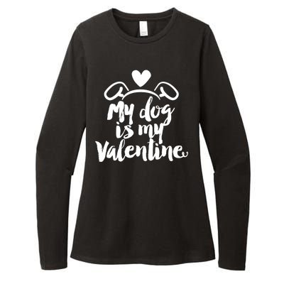 My Dog Is My Valentine Cute Womens CVC Long Sleeve Shirt