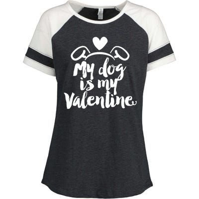 My Dog Is My Valentine Cute Enza Ladies Jersey Colorblock Tee