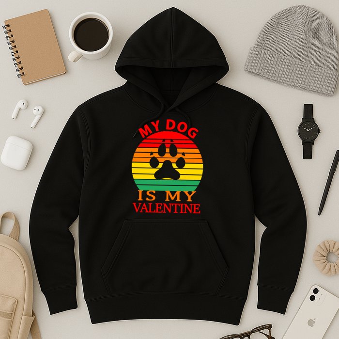 My Dog Is My Valentine Retro Hoodie