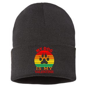 My Dog Is My Valentine Retro Sustainable Knit Beanie