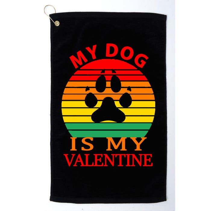 My Dog Is My Valentine Retro Golf Towel
