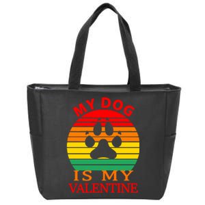 My Dog Is My Valentine Retro Zip Tote Bag