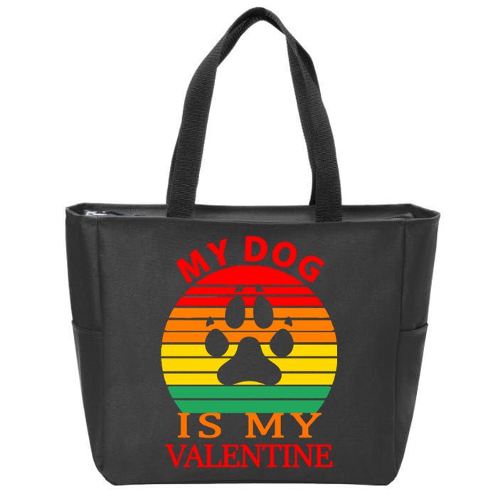 My Dog Is My Valentine Retro Zip Tote Bag