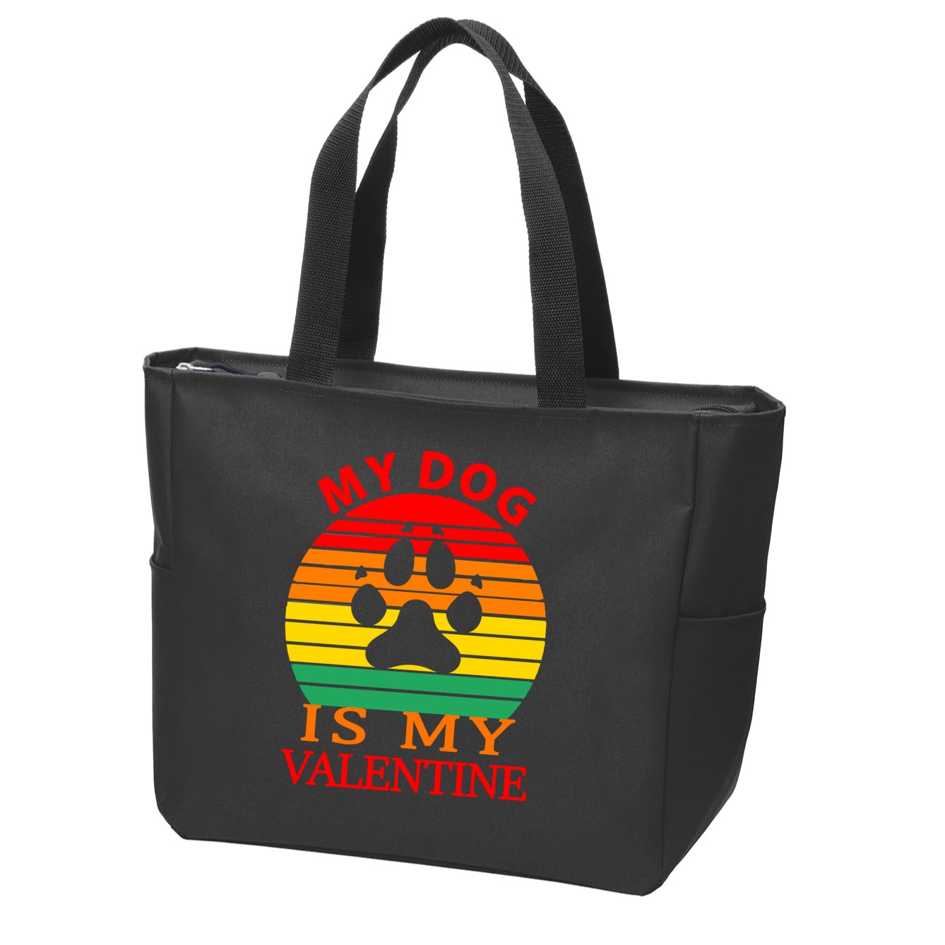 My Dog Is My Valentine Retro Zip Tote Bag
