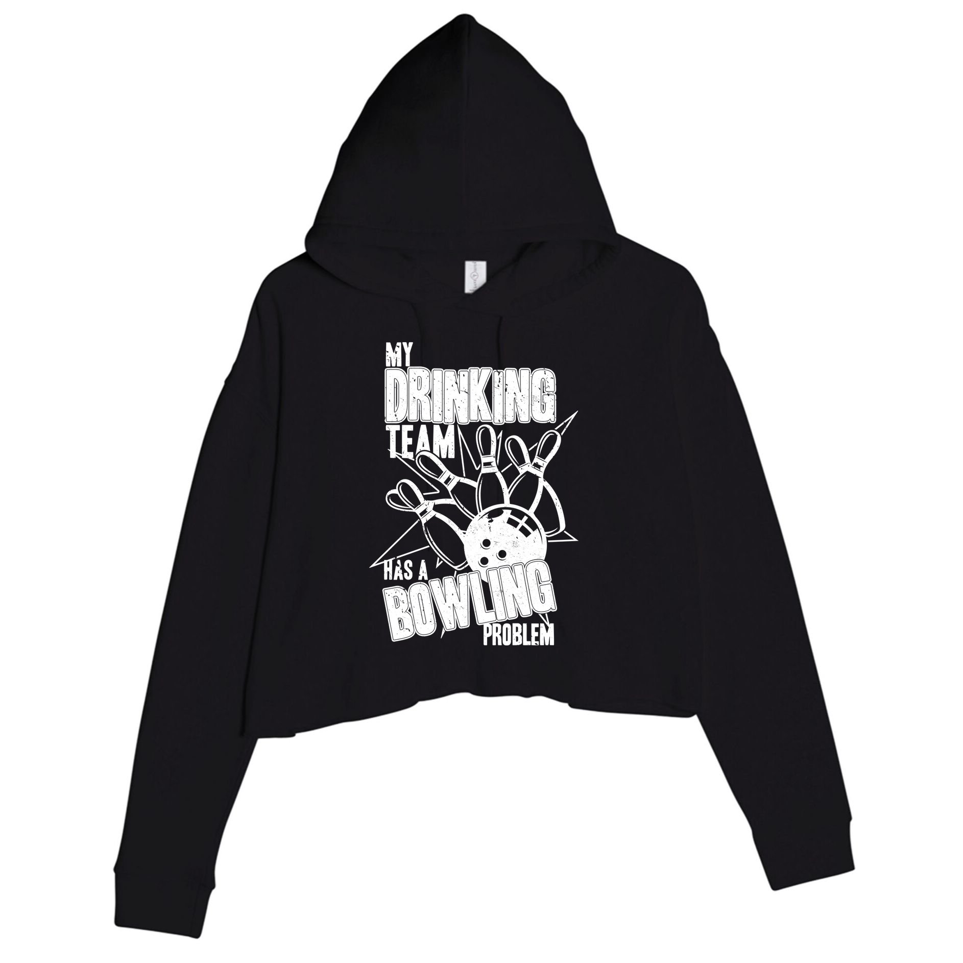 My Drinking Team Has A Bowling Problem Crop Fleece Hoodie