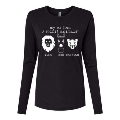 My Ex Has Three Spirit Animals Lion Ass Cheetah Womens Cotton Relaxed Long Sleeve T-Shirt