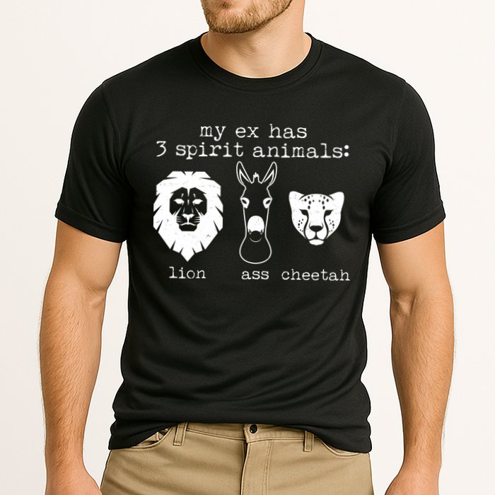 My Ex Has Three Spirit Animals Lion Ass Cheetah Cooling Performance Crew T-Shirt