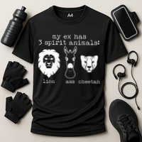 My Ex Has Three Spirit Animals Lion Ass Cheetah Cooling Performance Crew T-Shirt