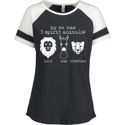 My Ex Has Three Spirit Animals Lion Ass Cheetah Enza Ladies Jersey Colorblock Tee