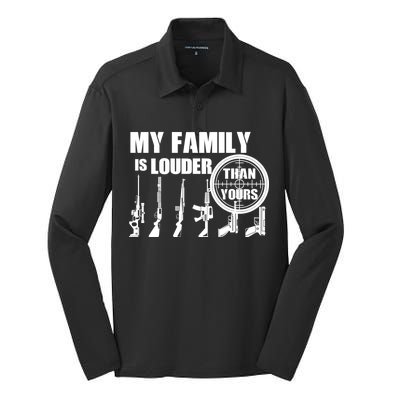 My Family Is Louder Than Yours Silk Touch Performance Long Sleeve Polo