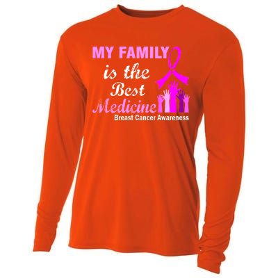 My Family Is The Best Medicine Breast Cancer Awareness Cooling Performance Long Sleeve Crew