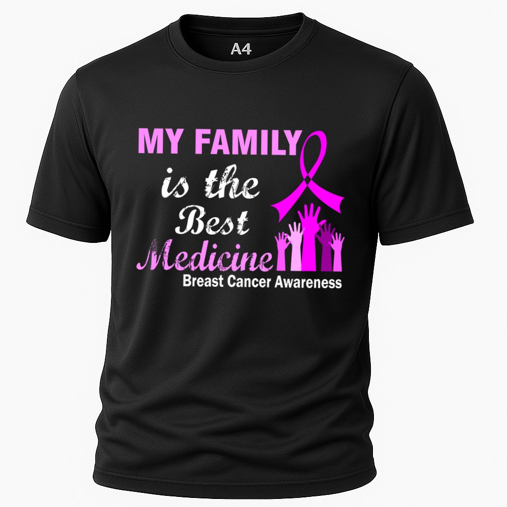 My Family Is The Best Medicine Breast Cancer Awareness Cooling Performance Crew T-Shirt