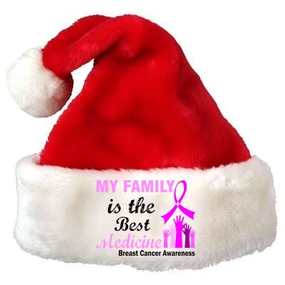 My Family Is The Best Medicine Breast Cancer Awareness Premium Christmas Santa Hat