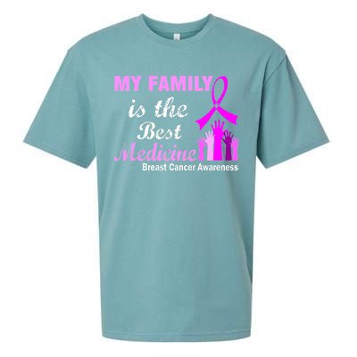 My Family Is The Best Medicine Breast Cancer Awareness Sueded Cloud Jersey T-Shirt